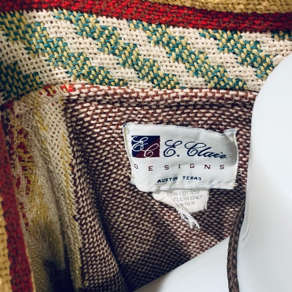 E. Clair Designs vintage fringe woven cotton slouch jacket. Made in Texas - Picture 8 of 12